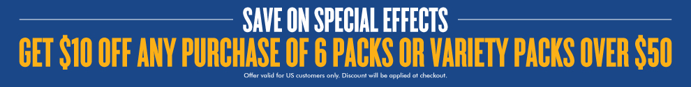 Buy two 6-packs or one 12-pack of special effects, save $10
